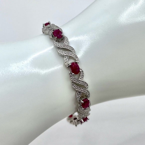 Jewelry - 5.00 CT Genuine Ruby Rhodium Tennis Bracelet
